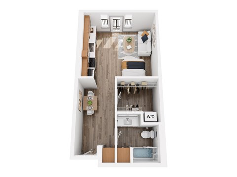 Floor plan for studio, 1 bath, 511 sqft